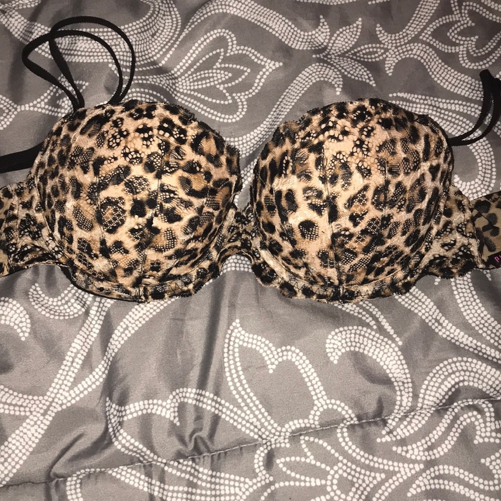 PINK Leopard Print Push-up Date Bra